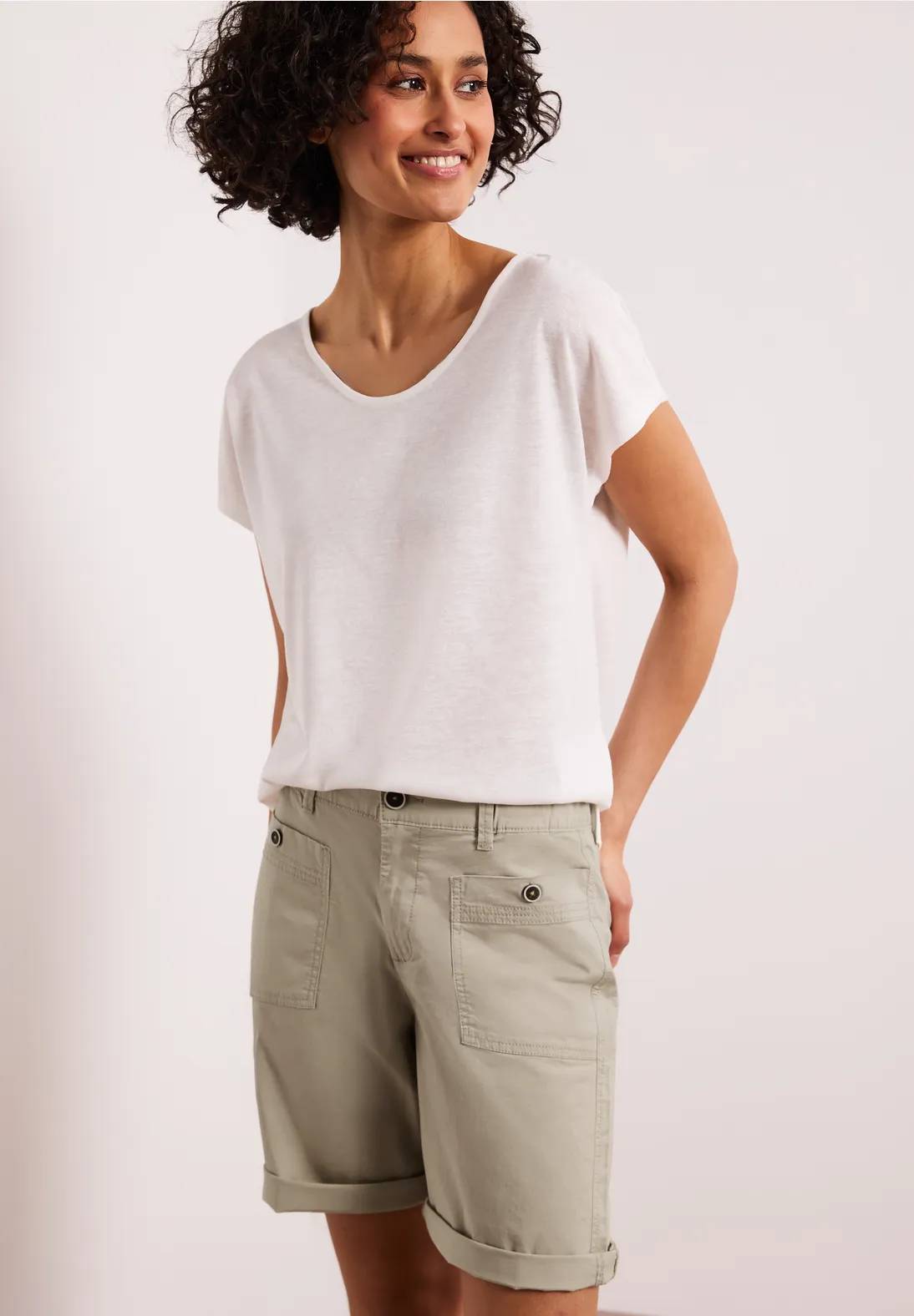 Street One Straight Leg Bermuda Yulius - Cobble Stone