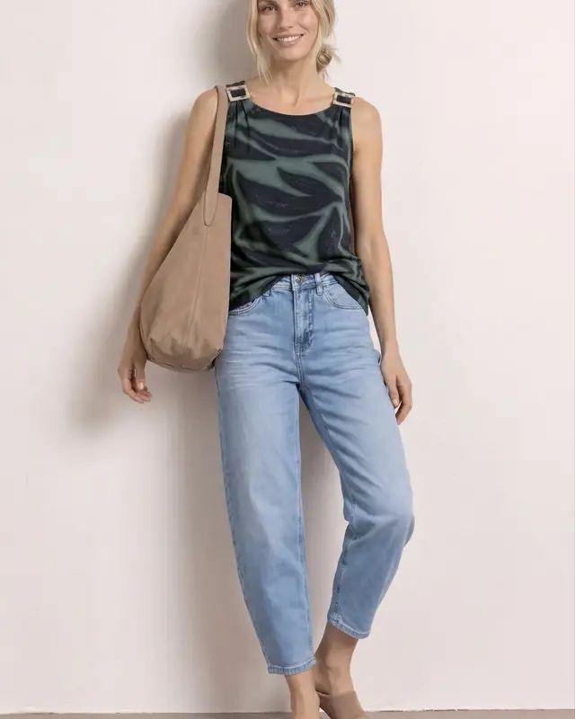 Street One Jersey Top Schouderdetail - Deep Bound Green