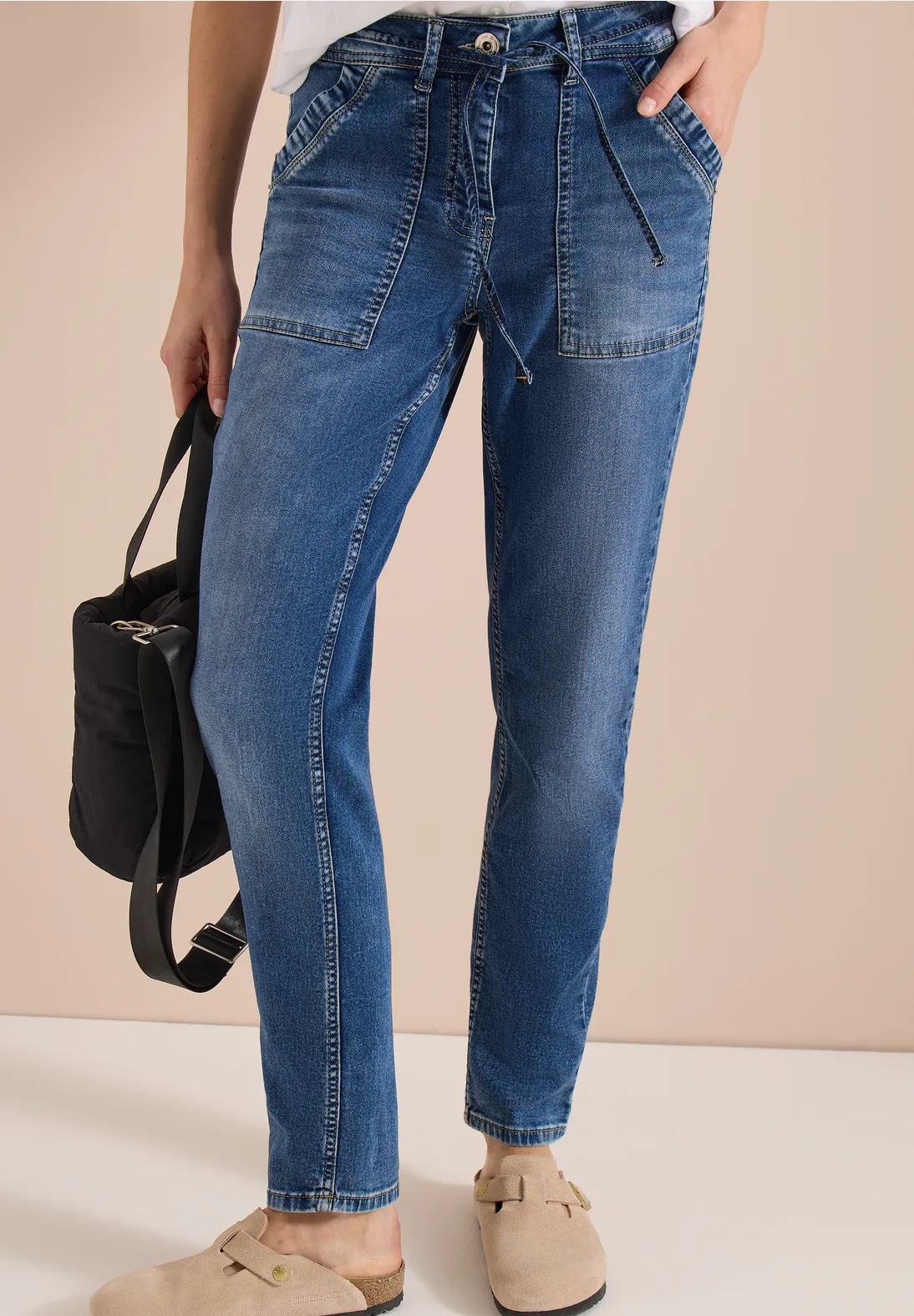 Cecil Casual Fit Jeans Tracey - Mid Blue Used Wash