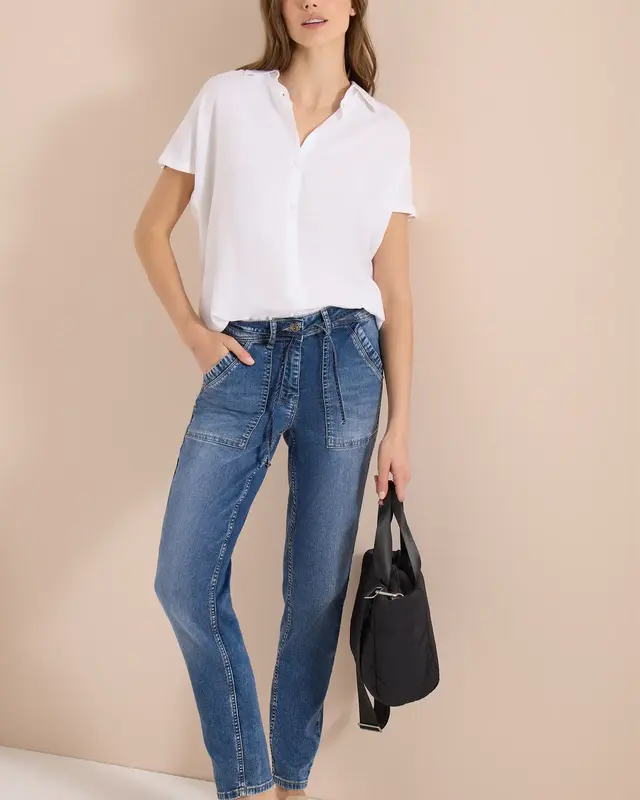 Cecil Casual Fit Jeans Tracey - Mid Blue Used Wash