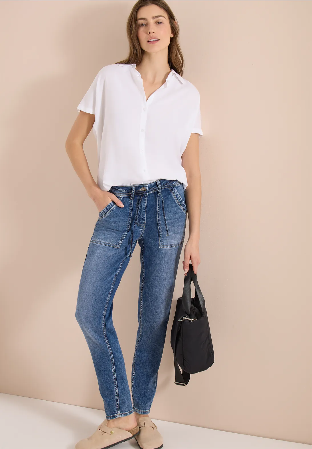 Cecil Casual Fit Jeans Tracey - Mid Blue Used Wash