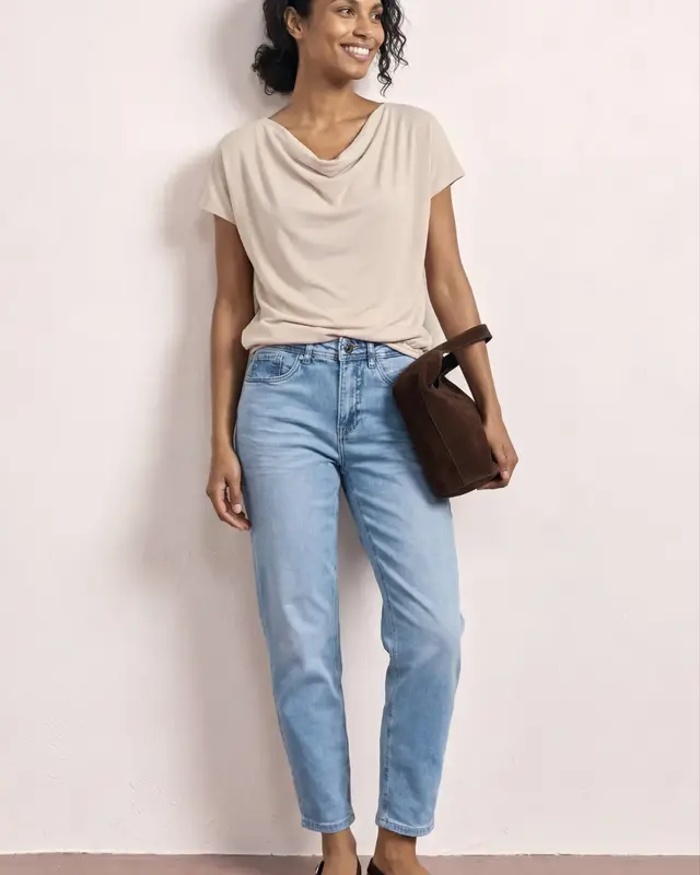 Street One Shirt Waterval Hals - Clay Sand