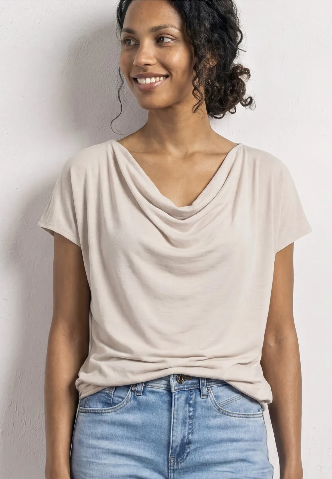 Street One Shirt Waterval Hals - Clay Sand