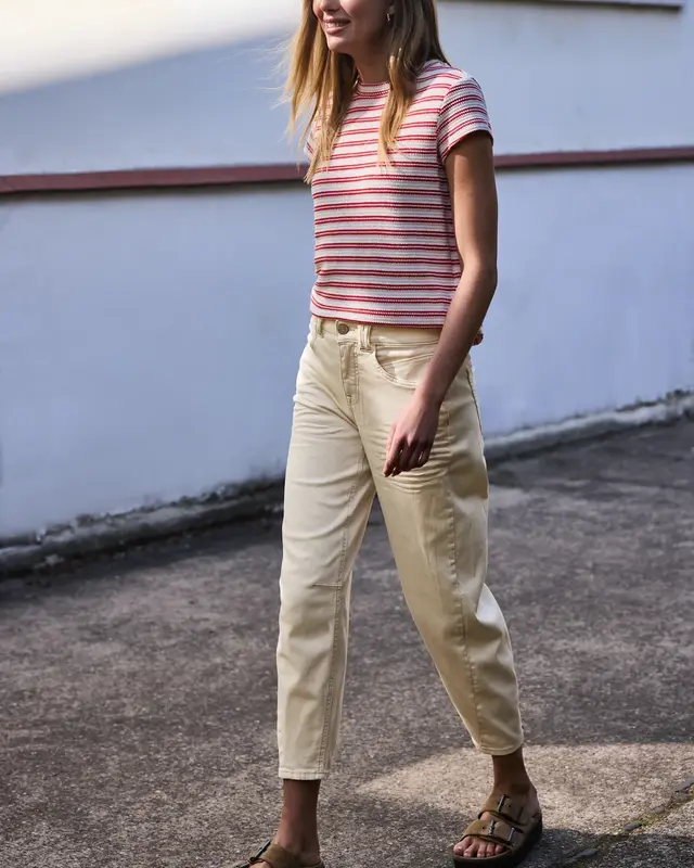 Street One Studio Barrel Leg Jeans - Ecru Washed