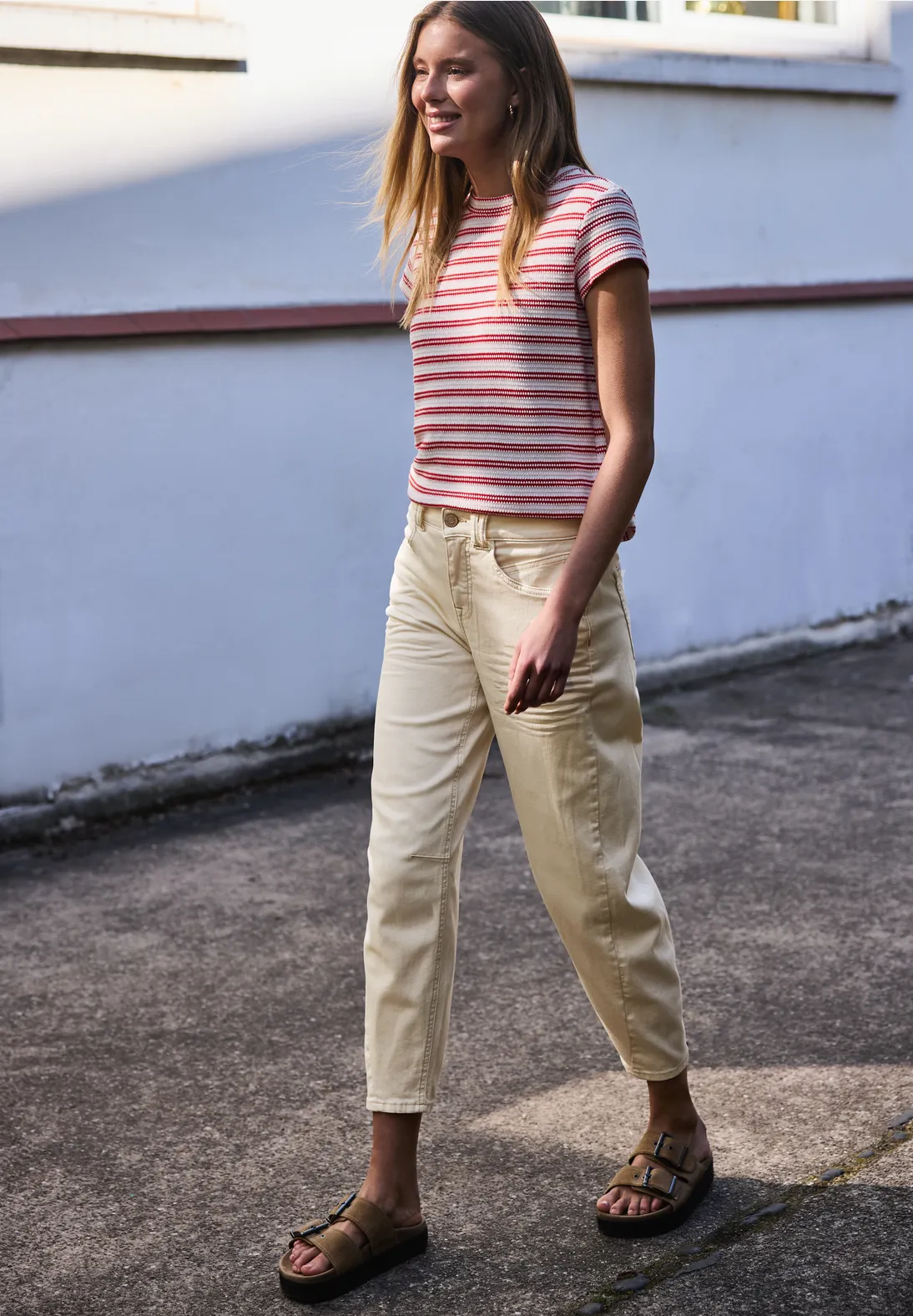 Street One Studio Barrel Leg Jeans - Ecru Washed