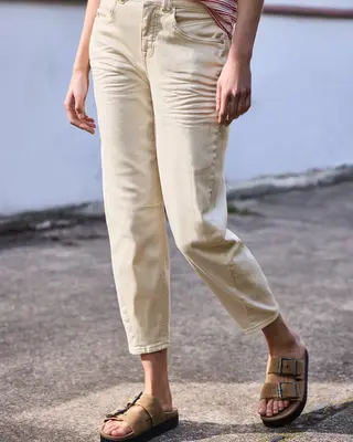 Street One Studio Barrel Leg Jeans - Ecru Washed