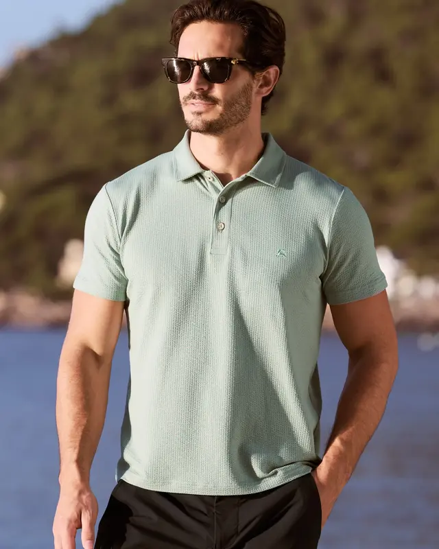 Lerros Seersucker Poloshirt - Bay Green