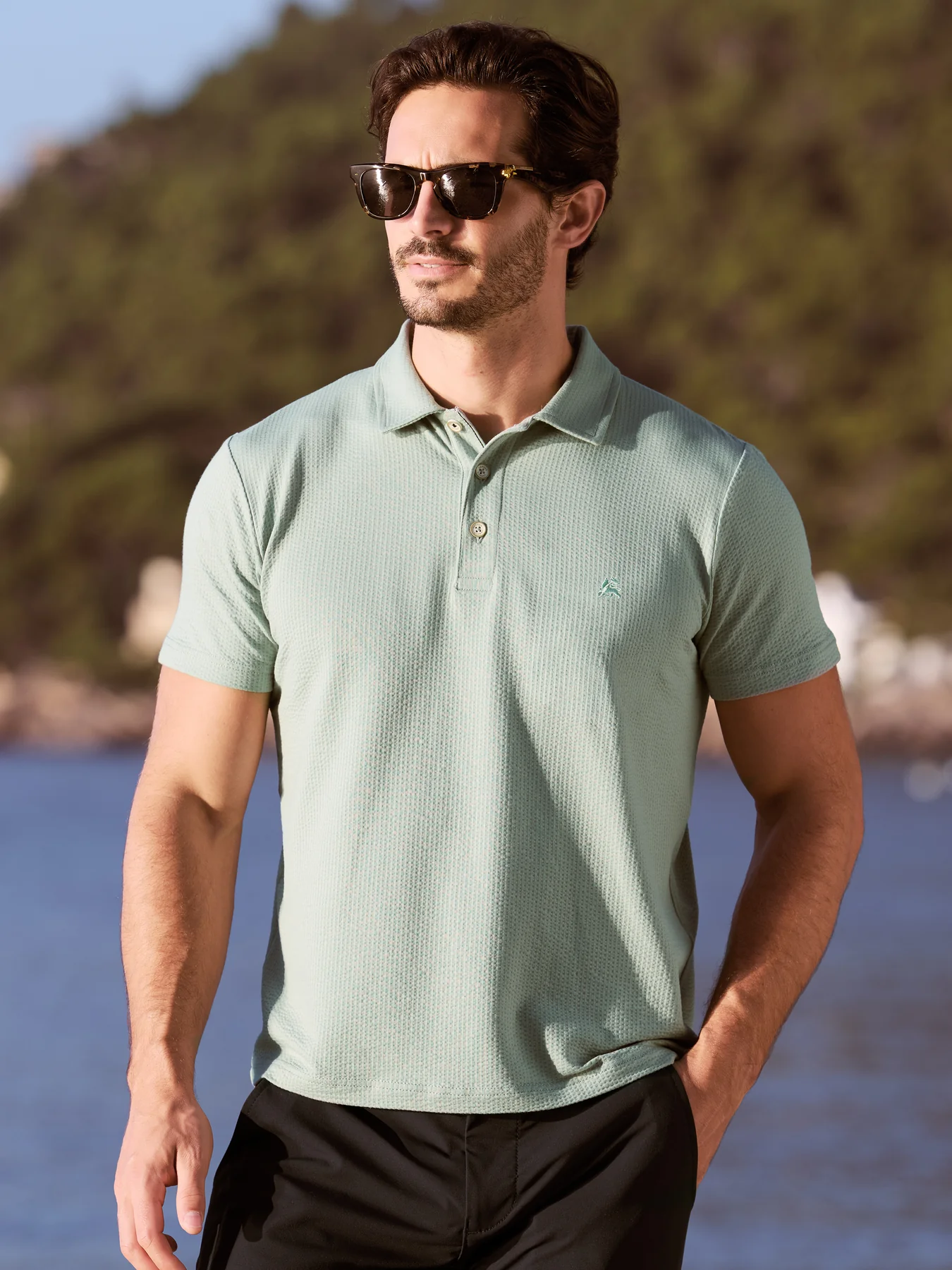 Lerros Seersucker Poloshirt - Bay Green
