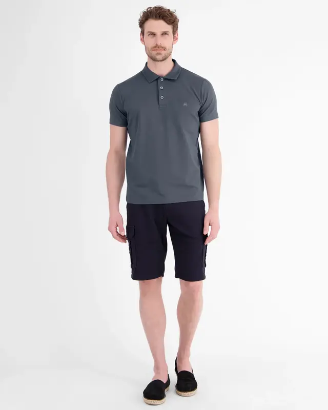 Lerros Seersucker Poloshirt - Lava Grey