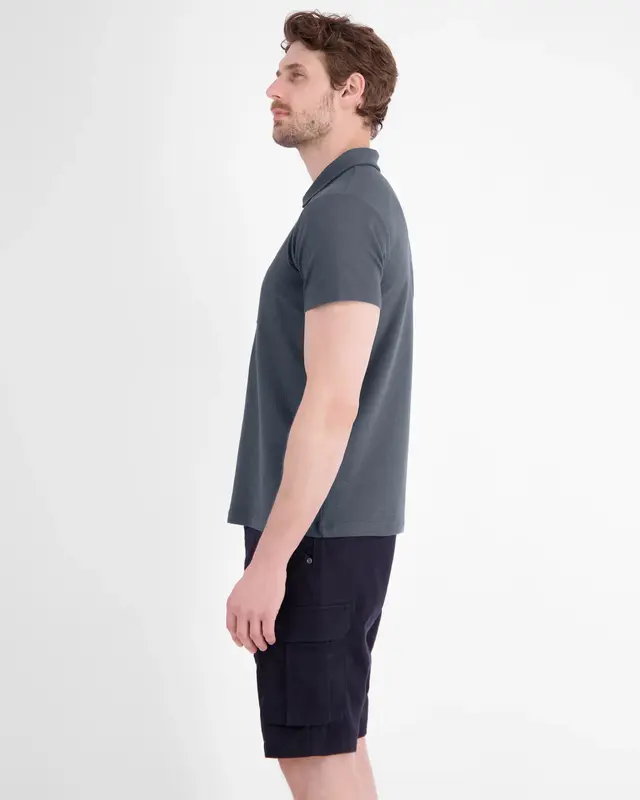 Lerros Seersucker Poloshirt - Lava Grey