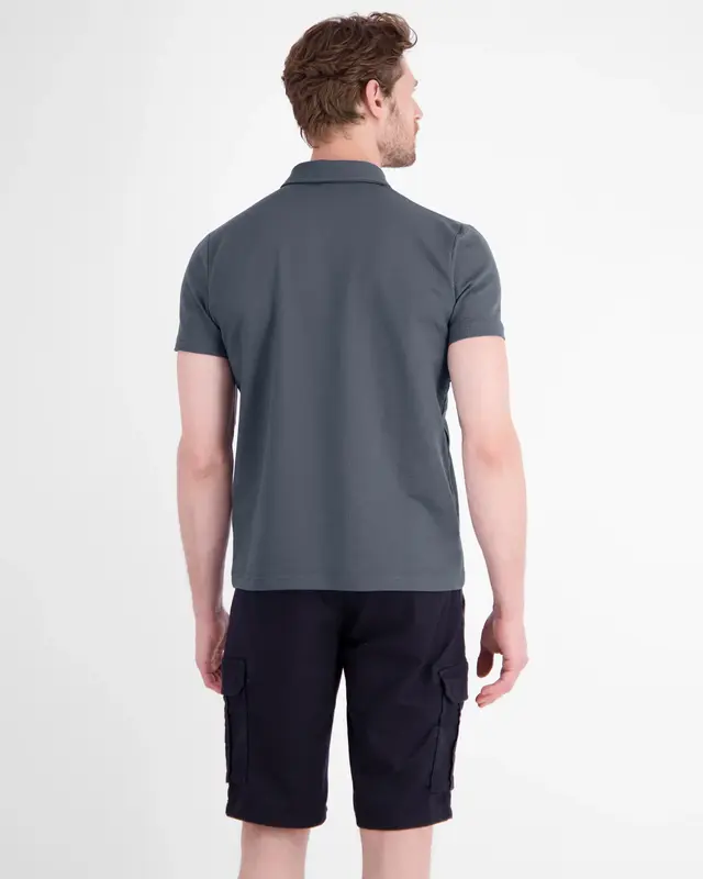 Lerros Seersucker Poloshirt - Lava Grey