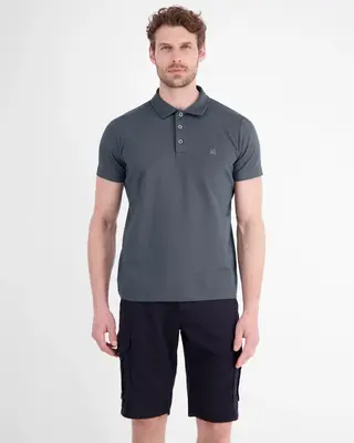 Lerros Seersucker Poloshirt - Lava Grey