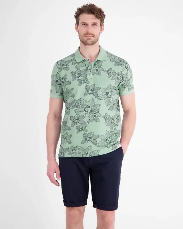 Lerros Poloshirt Flower Print - Bay Green