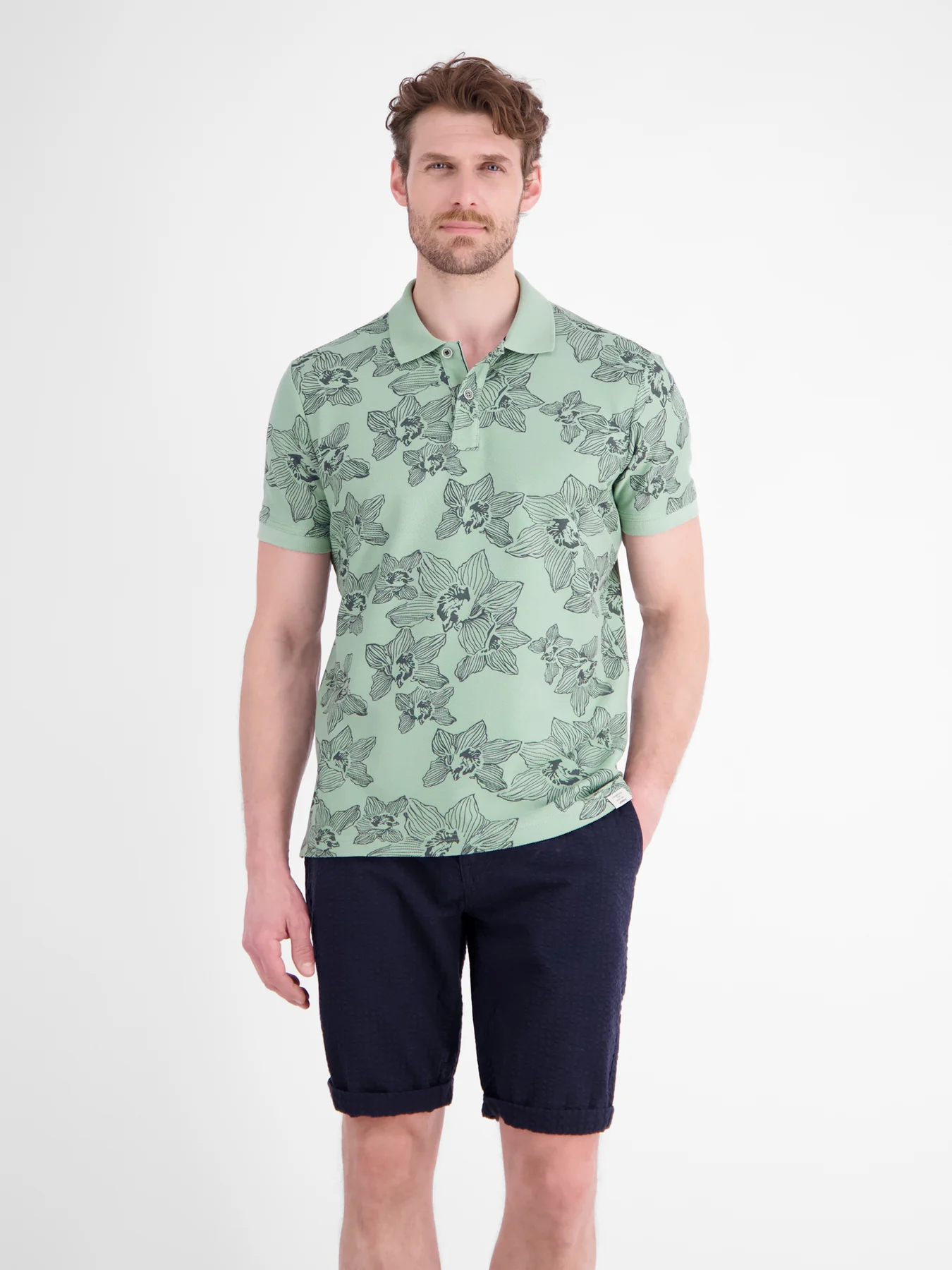Lerros Poloshirt Flower Print - Bay Green