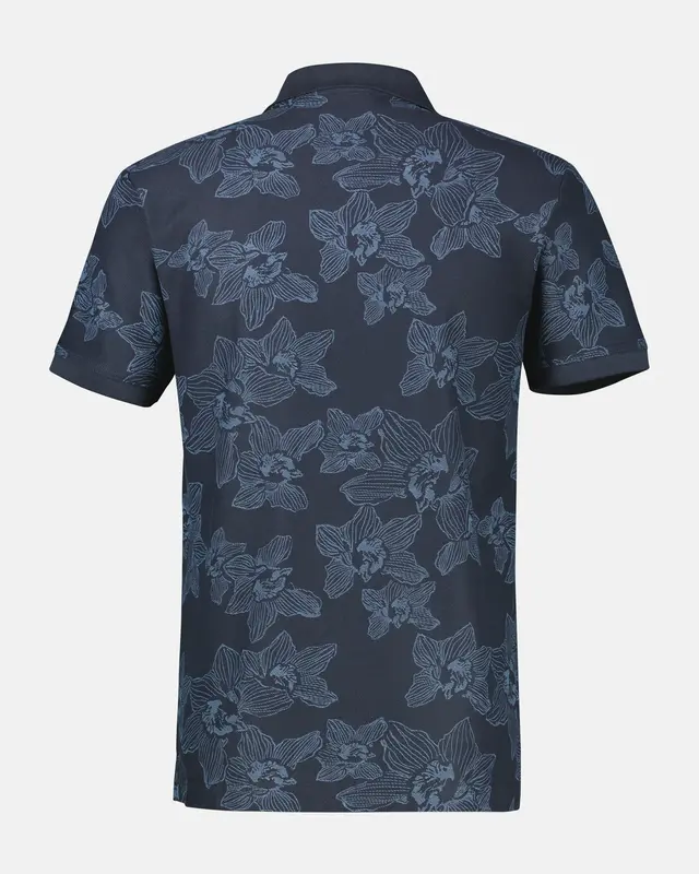 Lerros Poloshirt Bloemenprint - Classic Navy