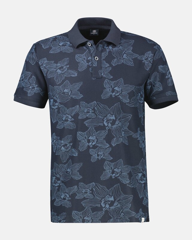 Lerros Poloshirt Bloemenprint - Classic Navy