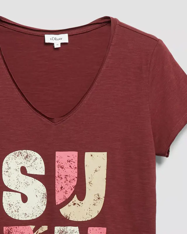 S. Oliver T-Shirt mit Print - Bordeaux