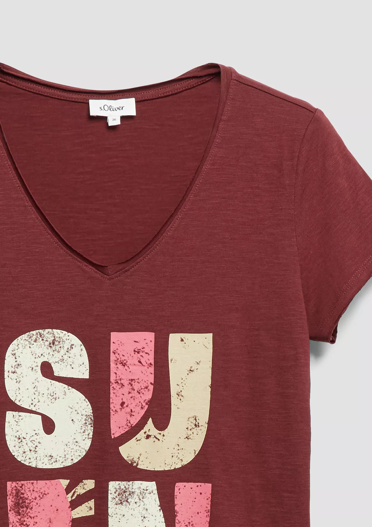 S. Oliver T-Shirt with Print - Bordeaux