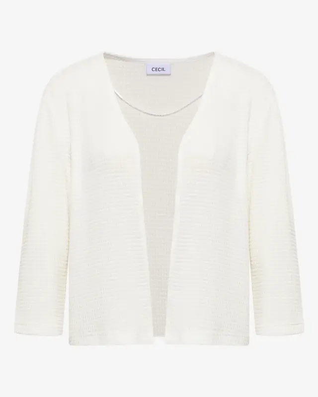 Cecil Open Cardigan Ajour Look - Vanilla White