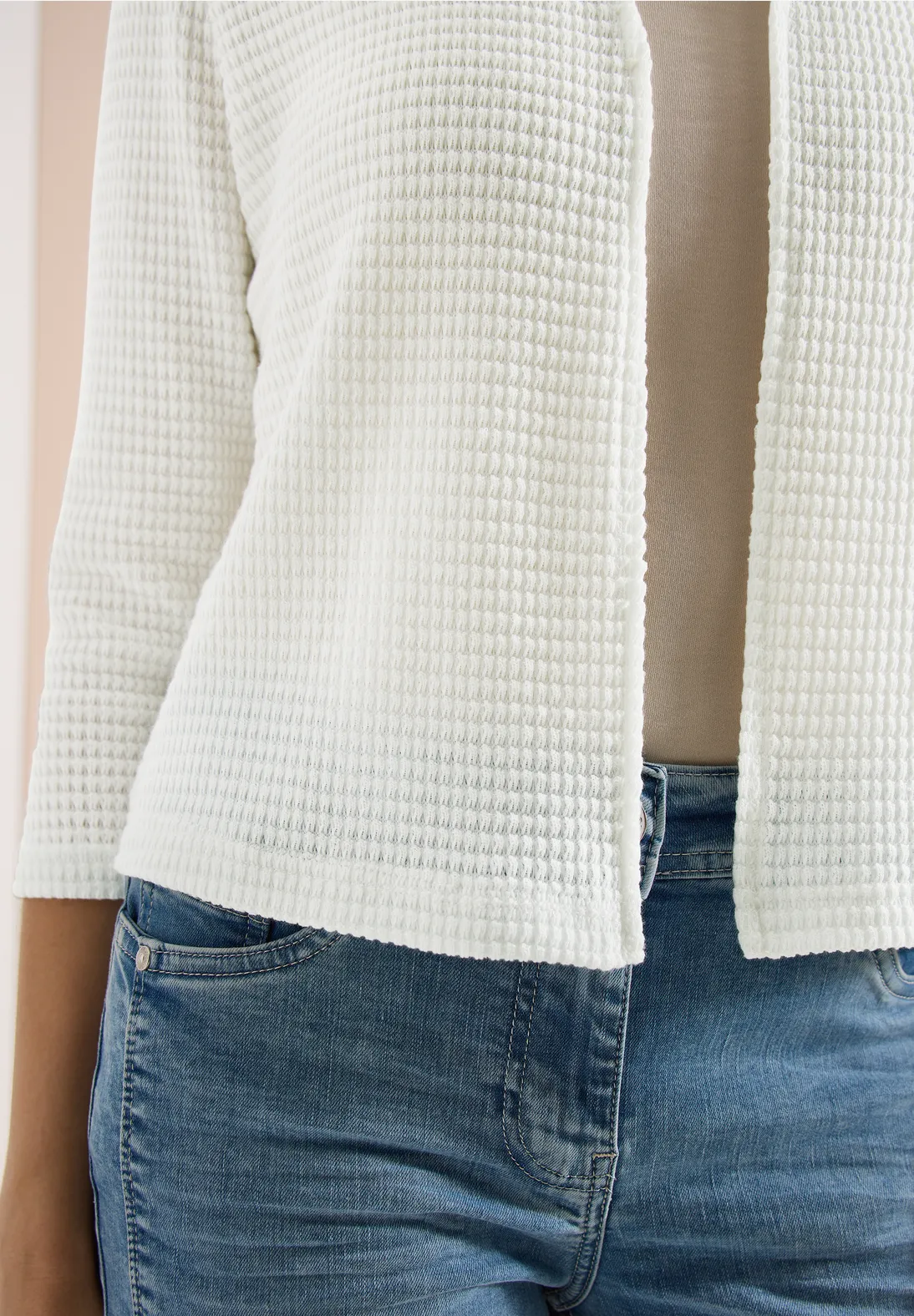 Cecil Open Cardigan Ajour Optik  - Vanilla White