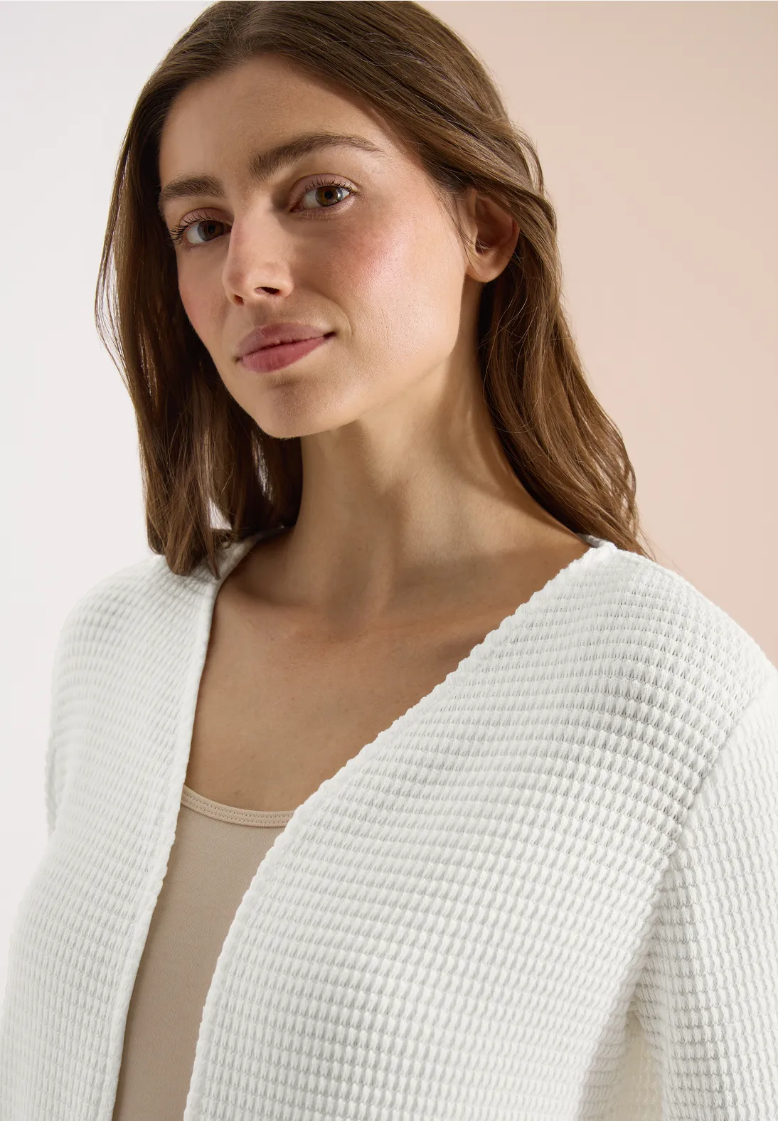 Cecil Open Cardigan Ajour Optik  - Vanilla White