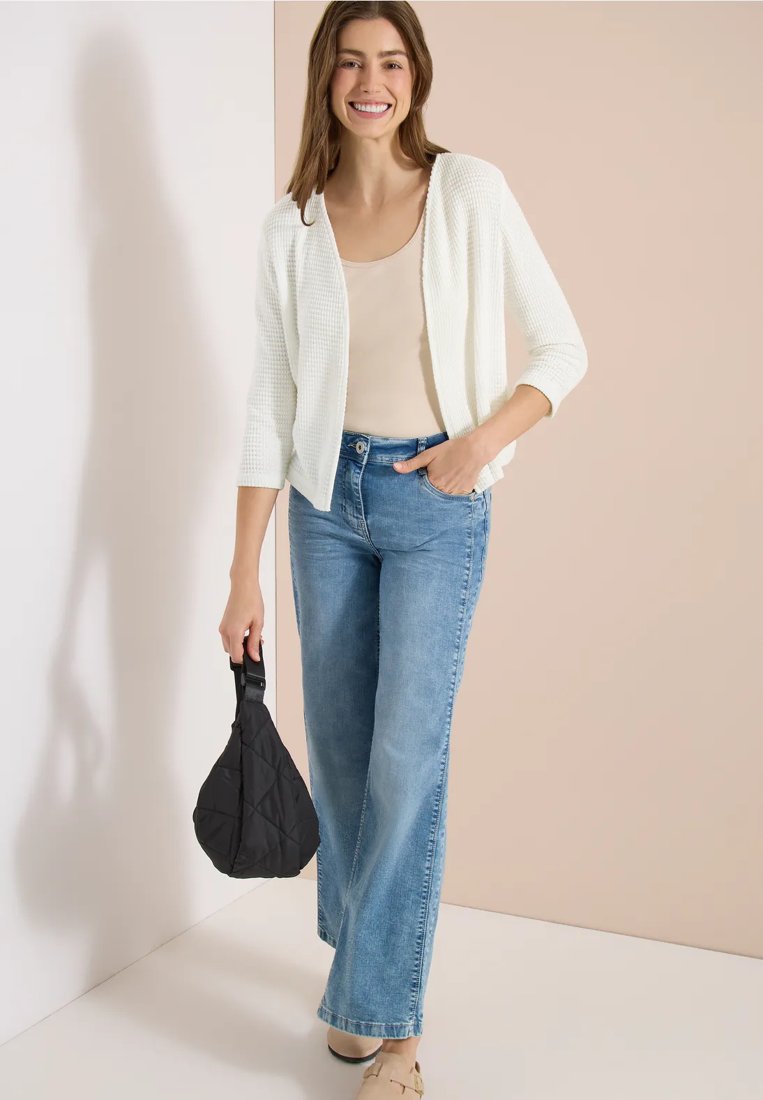 Cecil Open Cardigan Ajour Look - Vanilla White