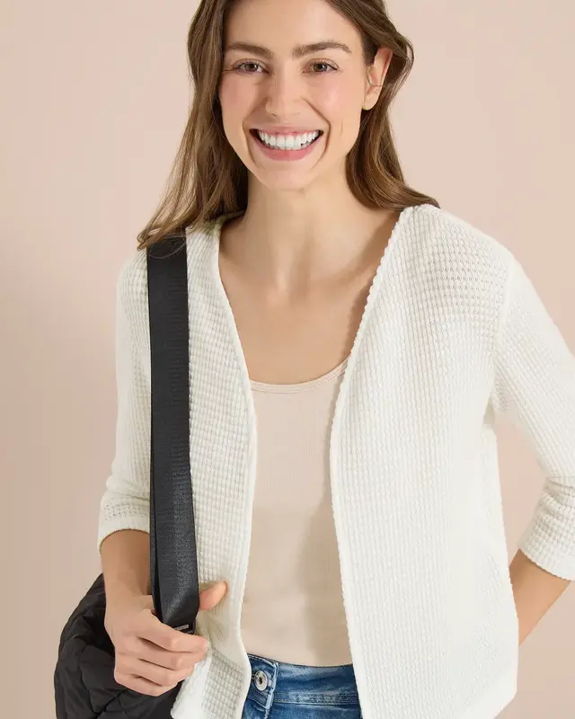 Cecil Open Cardigan Ajour Look - Vanilla White