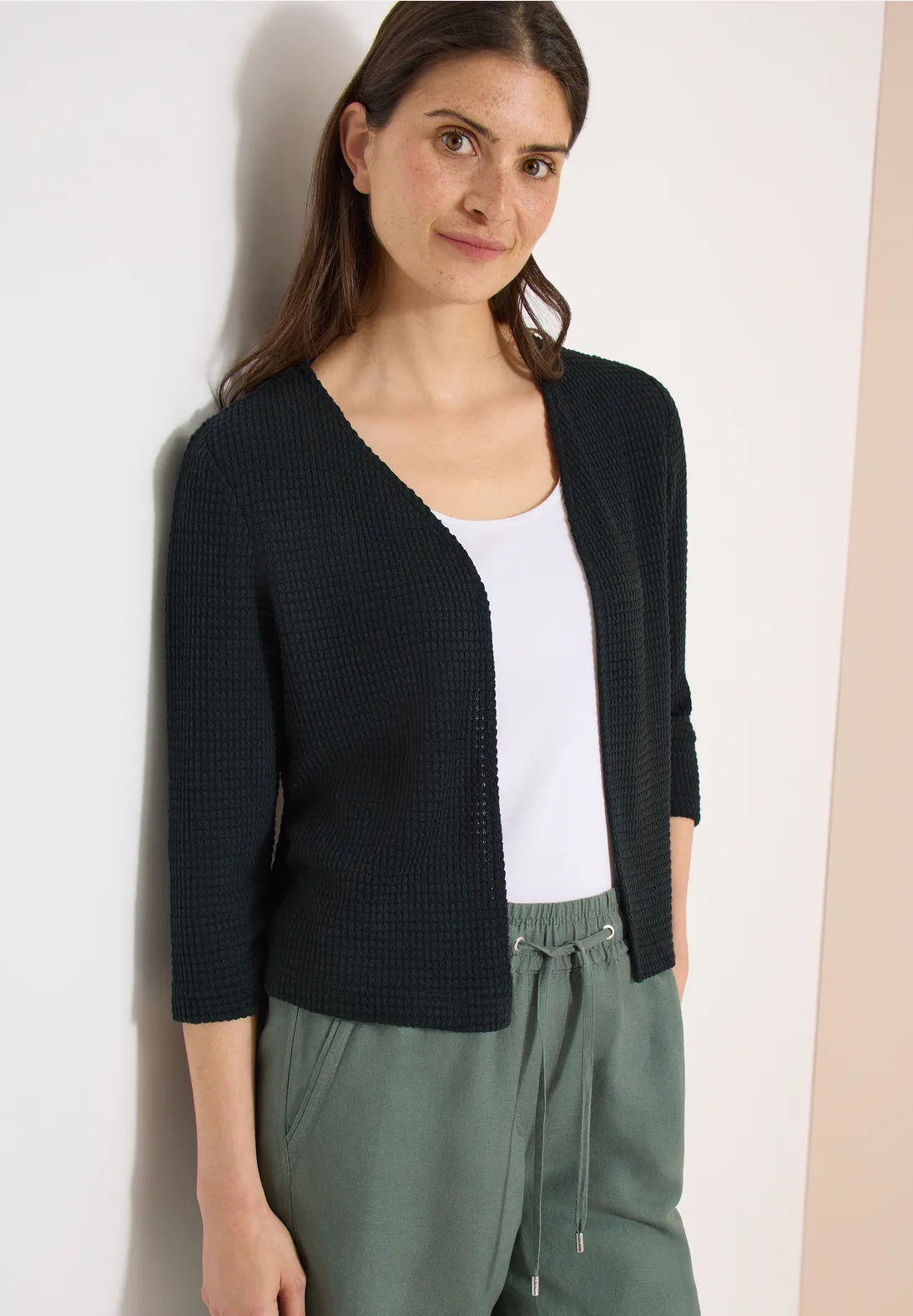 Cecil Open Cardigan Ajour Look - Palm Breeze Green