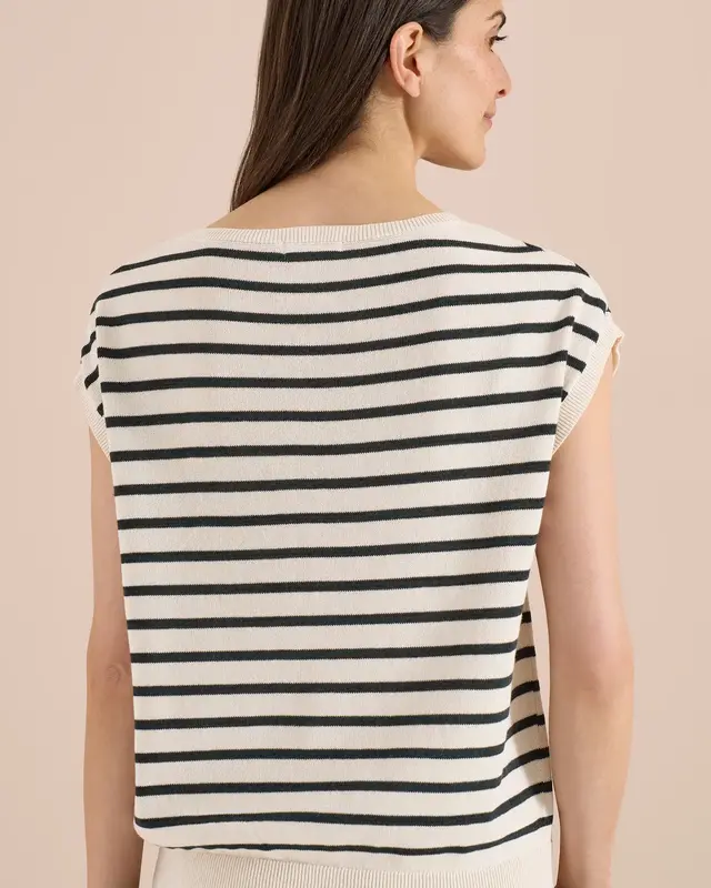 Cecil Knit Jumper with Stripes - Palm Breeze Green