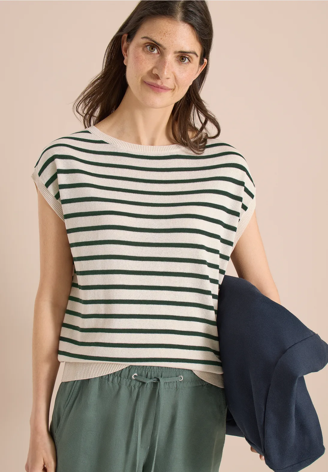 Cecil Knit Jumper with Stripes - Palm Breeze Green