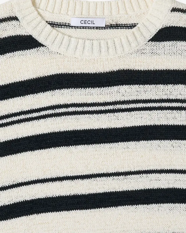 Cecil Short Sleeve Jumper Stripes - Palm Breeze Green