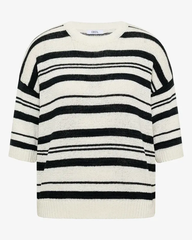 Cecil Short Sleeve Jumper Stripes - Palm Breeze Green