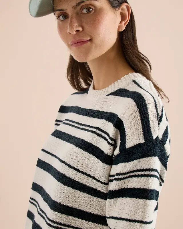 Cecil Short Sleeve Jumper Stripes - Palm Breeze Green