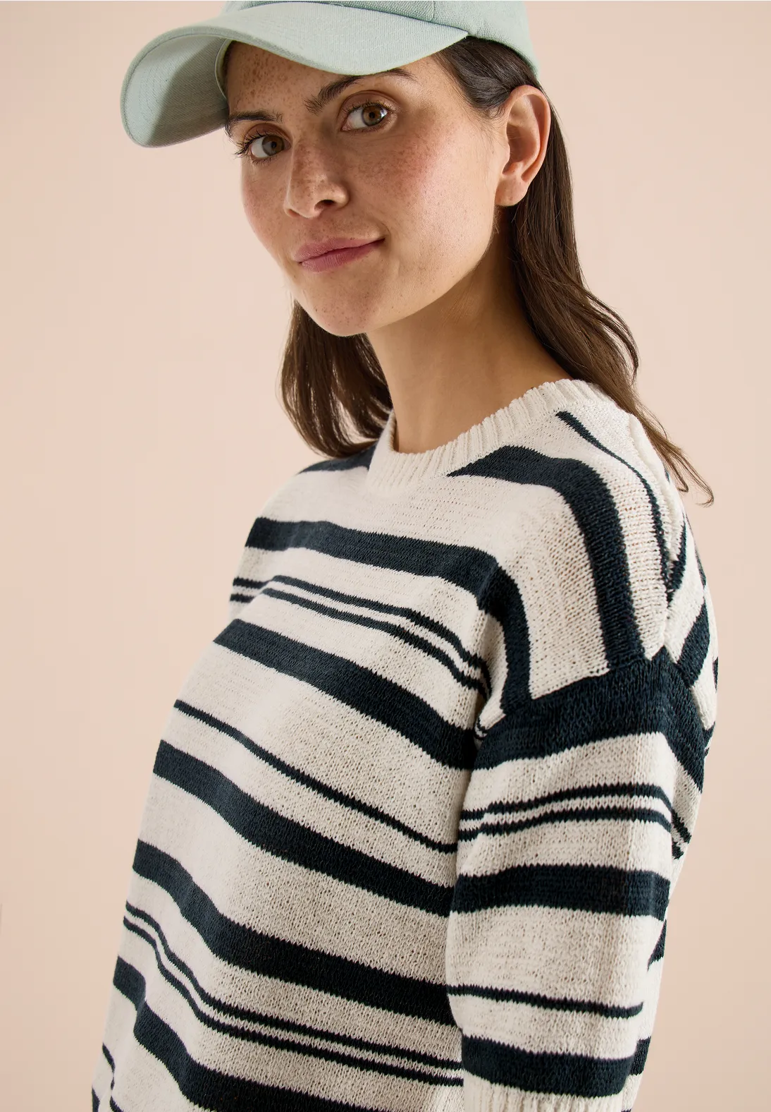 Cecil Kurzarm Pullover mit Streifen - Palm Breeze Green