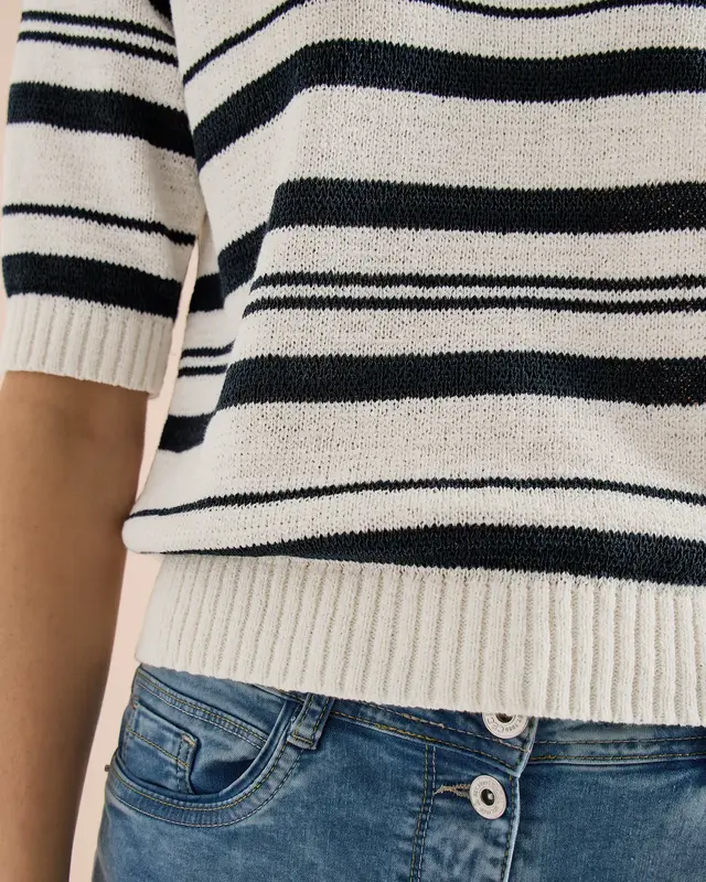 Cecil Short Sleeve Jumper Stripes - Palm Breeze Green