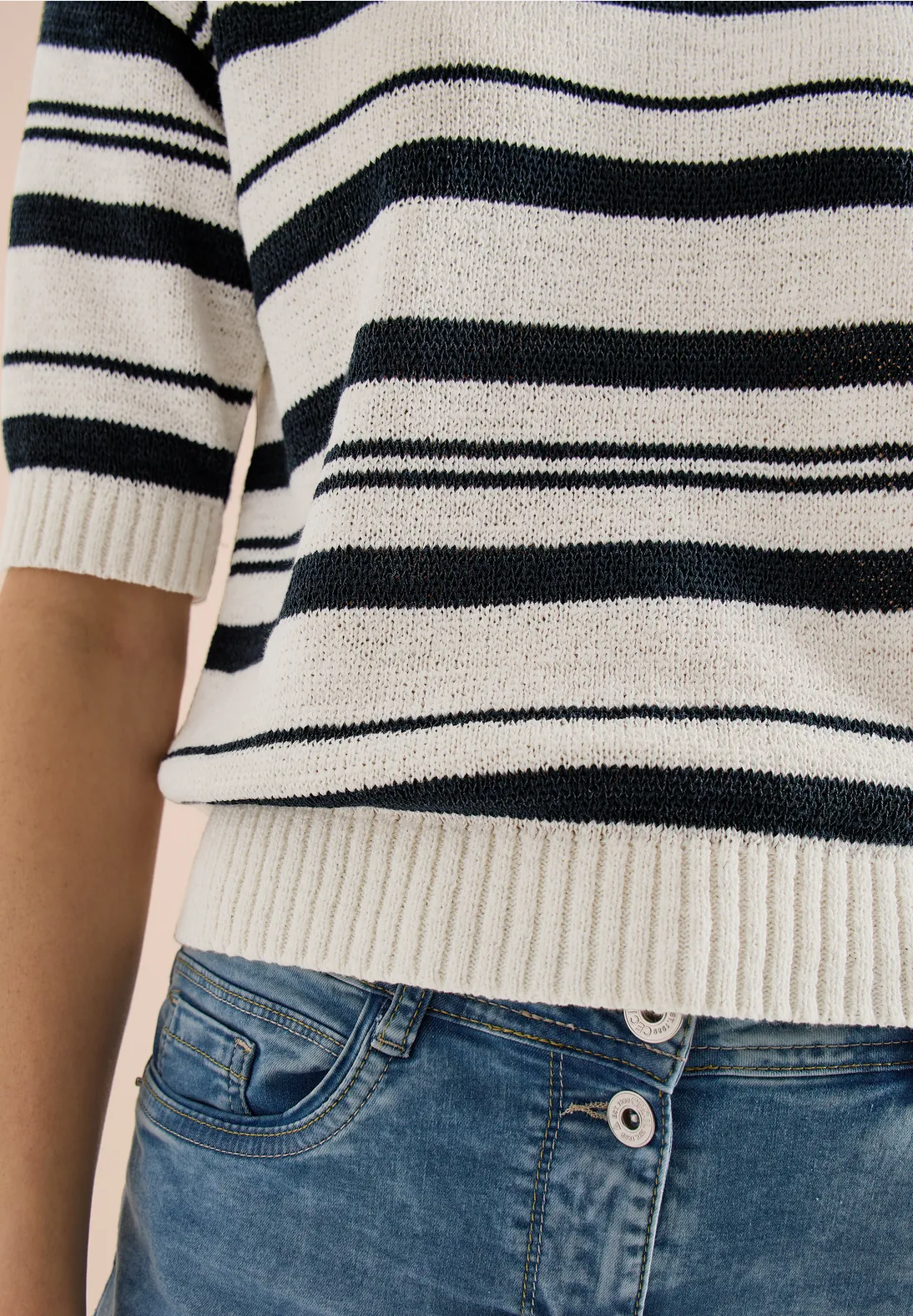 Cecil Short Sleeve Jumper Stripes - Palm Breeze Green