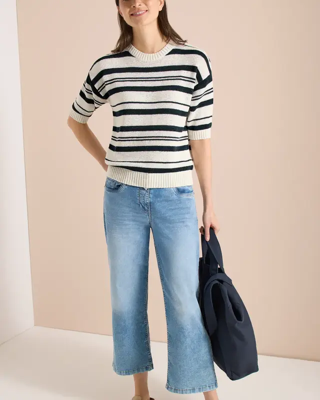 Cecil Kurzarm Pullover mit Streifen - Palm Breeze Green