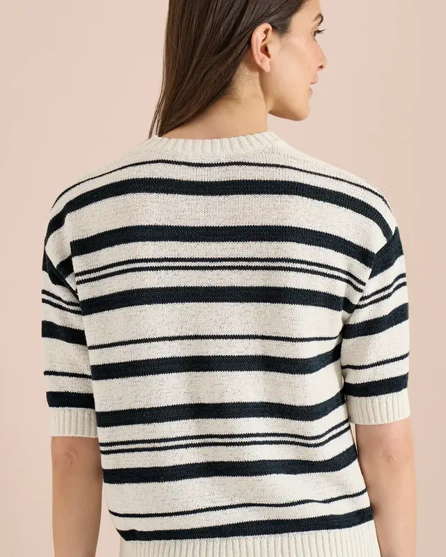 Cecil Kurzarm Pullover mit Streifen - Palm Breeze Green