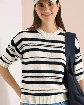 Cecil Kurzarm Pullover mit Streifen - Palm Breeze Green