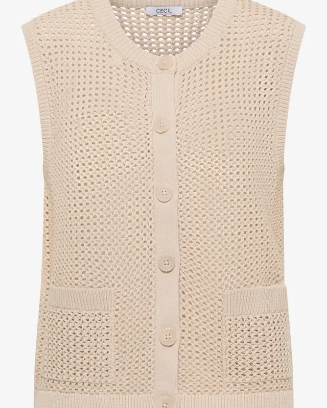 Cecil Vest Gehaakte Look - Pearl Beige