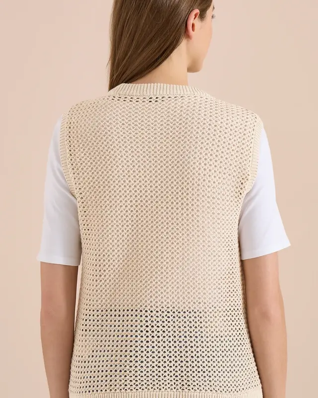 Cecil Cardigan Crochet Look - Pearl Beige