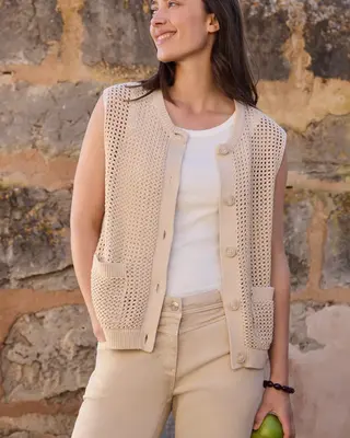 Cecil Cardigan in Häkeloptik - Pearl Beige