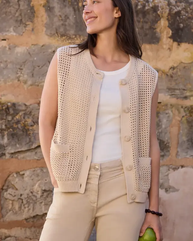 Cecil Cardigan in Häkeloptik - Pearl Beige