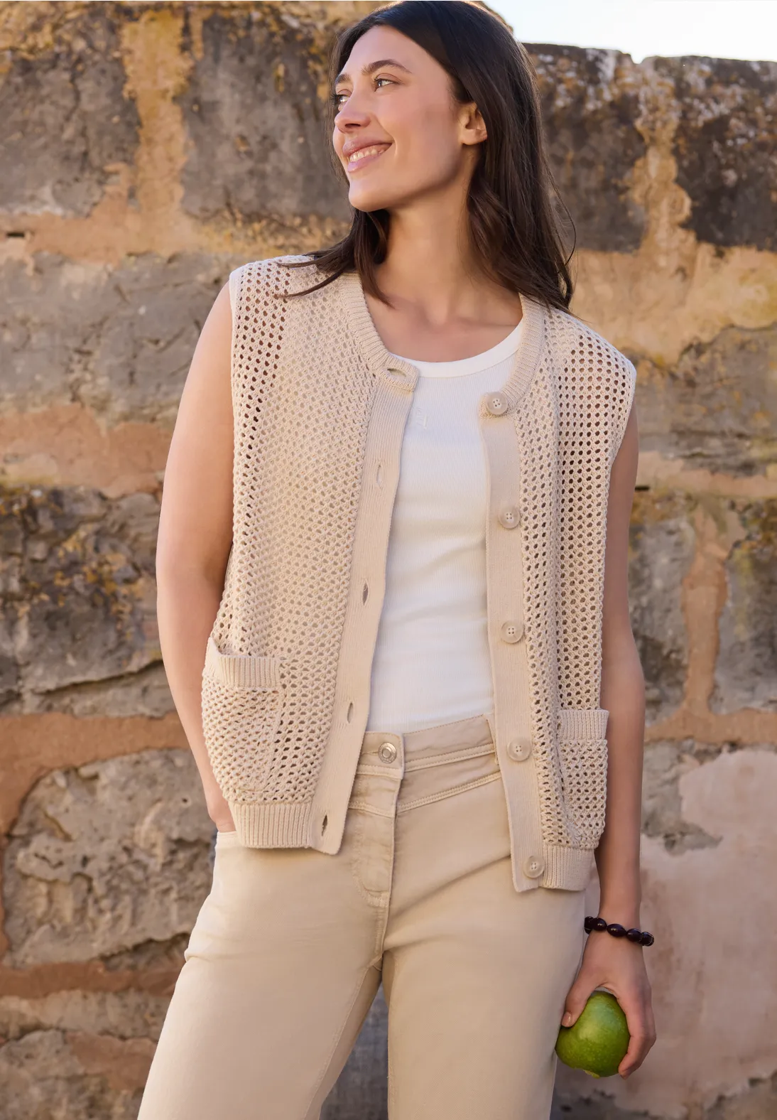 Cecil Cardigan in Häkeloptik - Pearl Beige