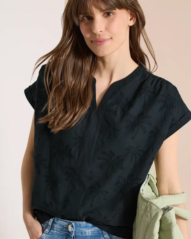 Cecil Blouse met Borduursel - Palm Breeze Green