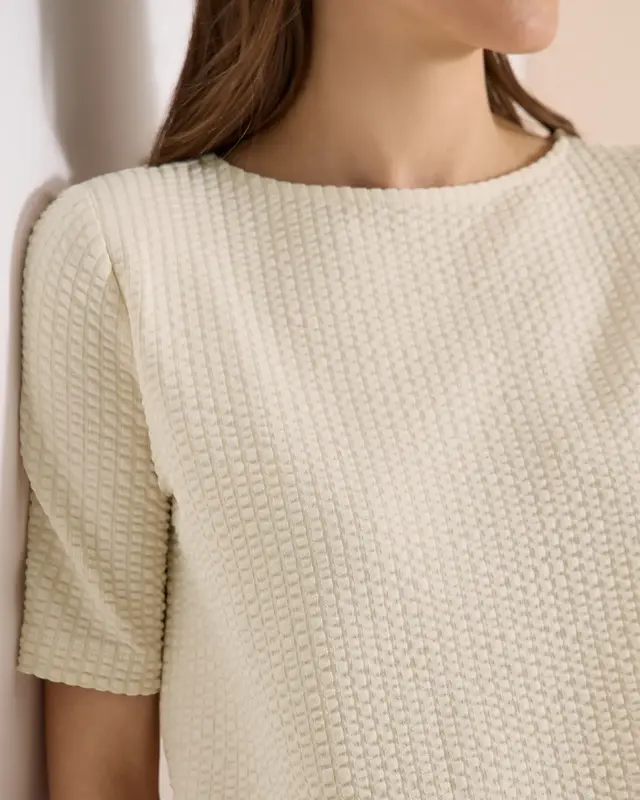 Cecil Shirt Seersucker Stof - Pearl Beige