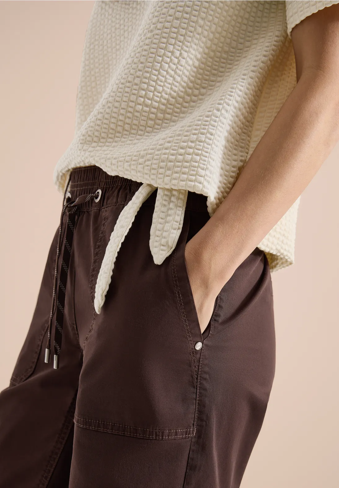 Cecil Shirt Seersucker Stof - Pearl Beige