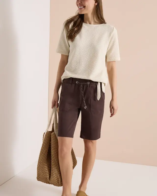 Cecil Shirt Seersucker Stof - Pearl Beige