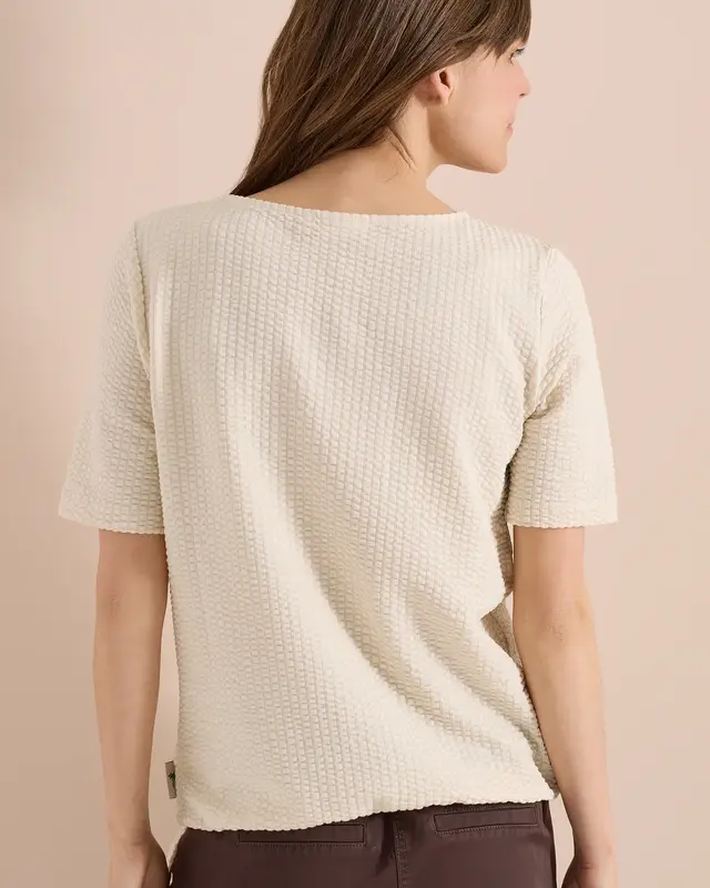 Cecil Shirt Seersucker Stof - Pearl Beige