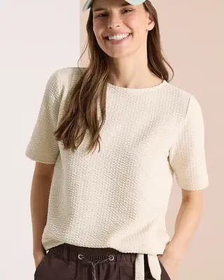 Cecil Shirt Seersucker Stof - Pearl Beige